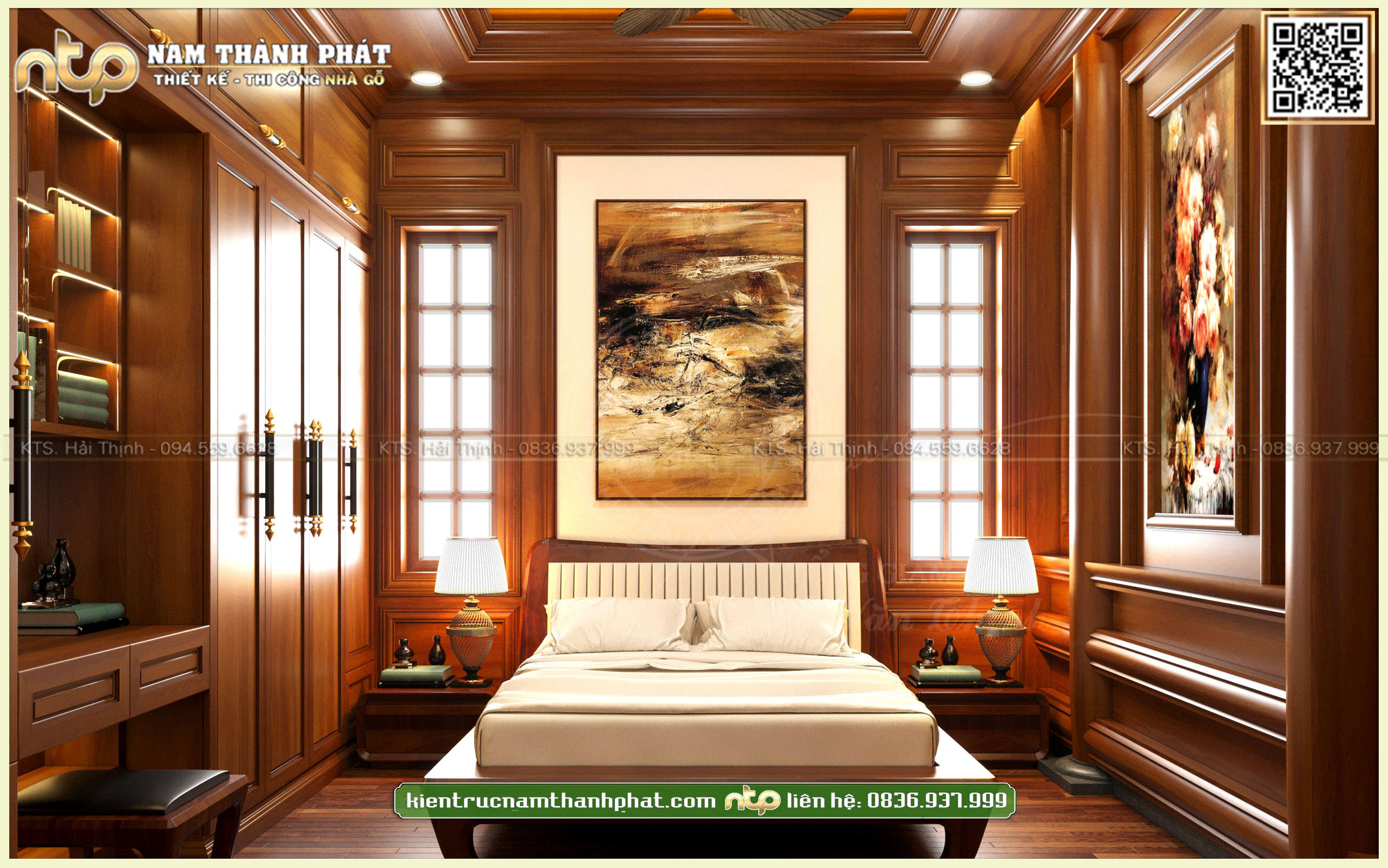 Mẫu Nội Thất Phòng Ngủ Nhà Gỗ 5 Gian Tự Nhiên Sang Trọng - Phong Cách Á Đông Ấm Cúng, Tinh Tế