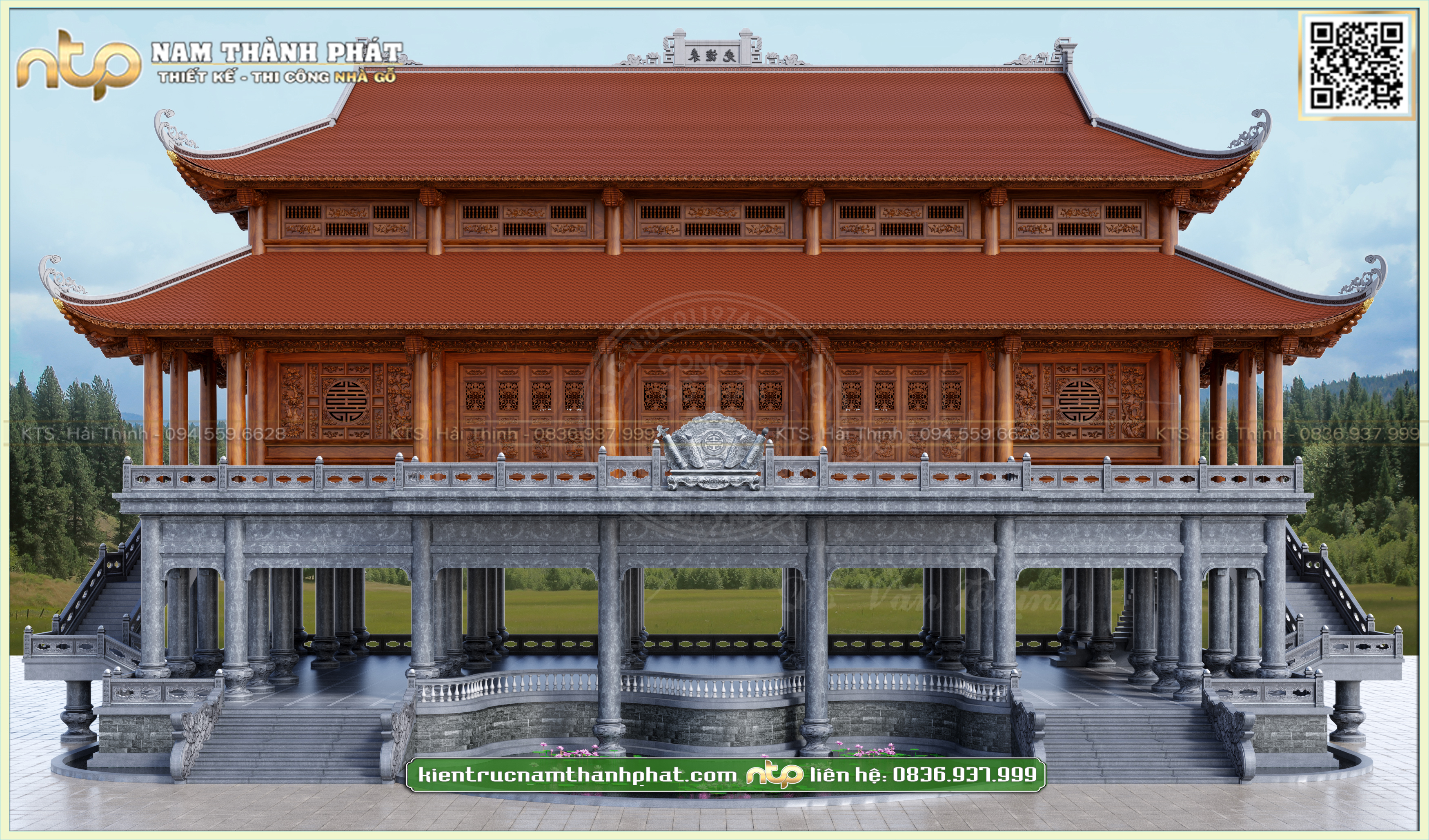 Nhà gỗ 5 gian 2 chái chồng diêm tọa lạc trên tầng 2- thiết kế siêu đẳng cấp tại Hà Nội