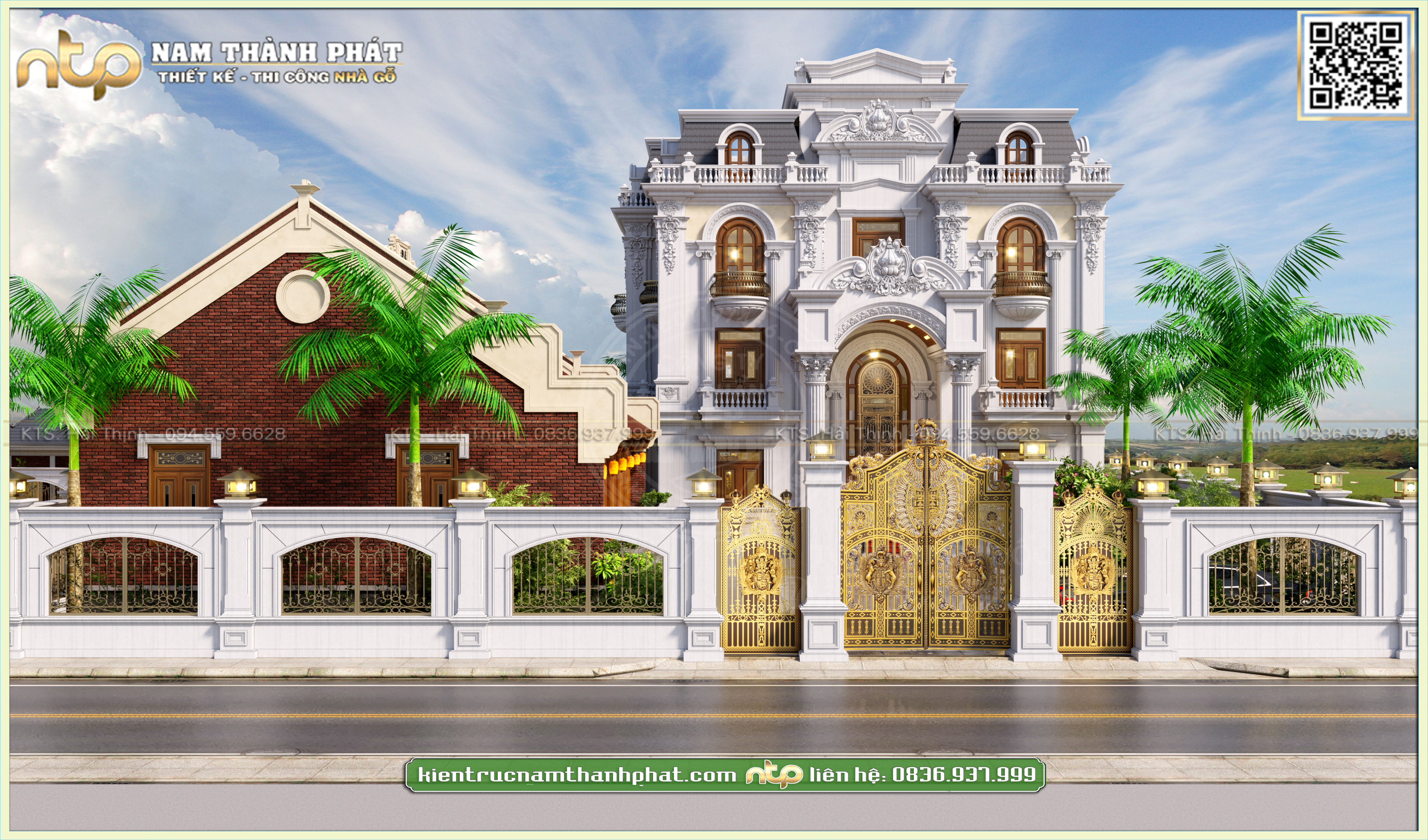 Mẫu Cổng Tam Quan Nhôm Đúc Trong Nhà Gỗ 5 Gian Kết Hợp Biệt Thự Tân Cổ | Mẫu Cổng Nhà Gỗ Đẹp Sang Trọng Đẳng Cấp