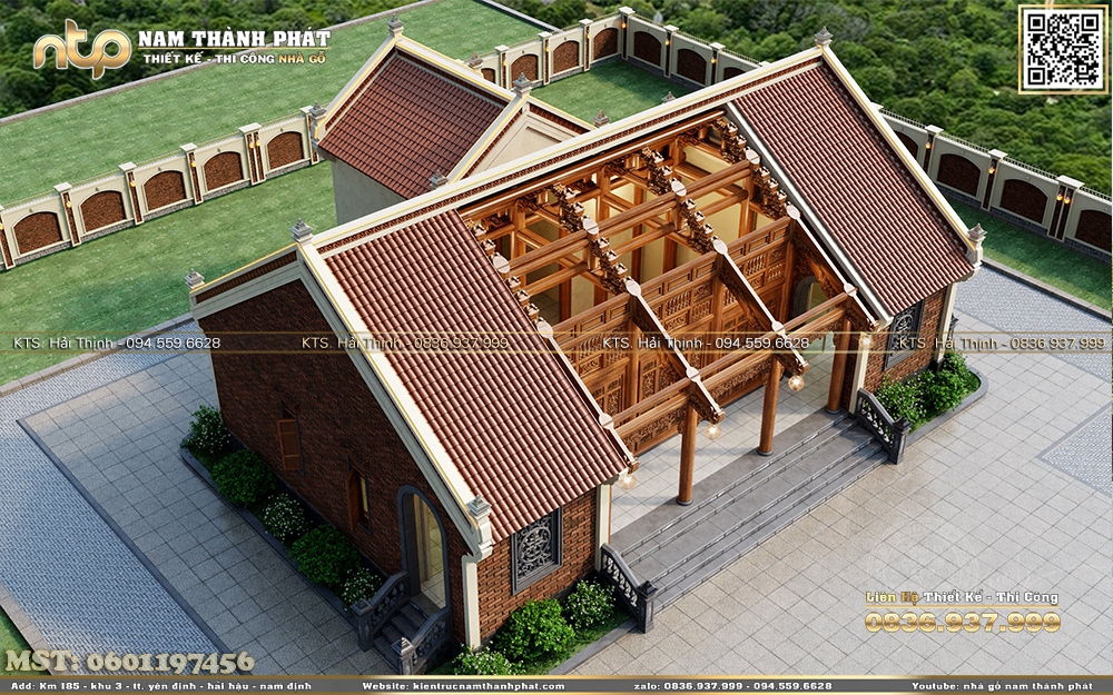 Tham khảo mẫu thiết kế nhà gỗ 3 gian 2 chái đẹp - Kiến trúc nhà gỗ