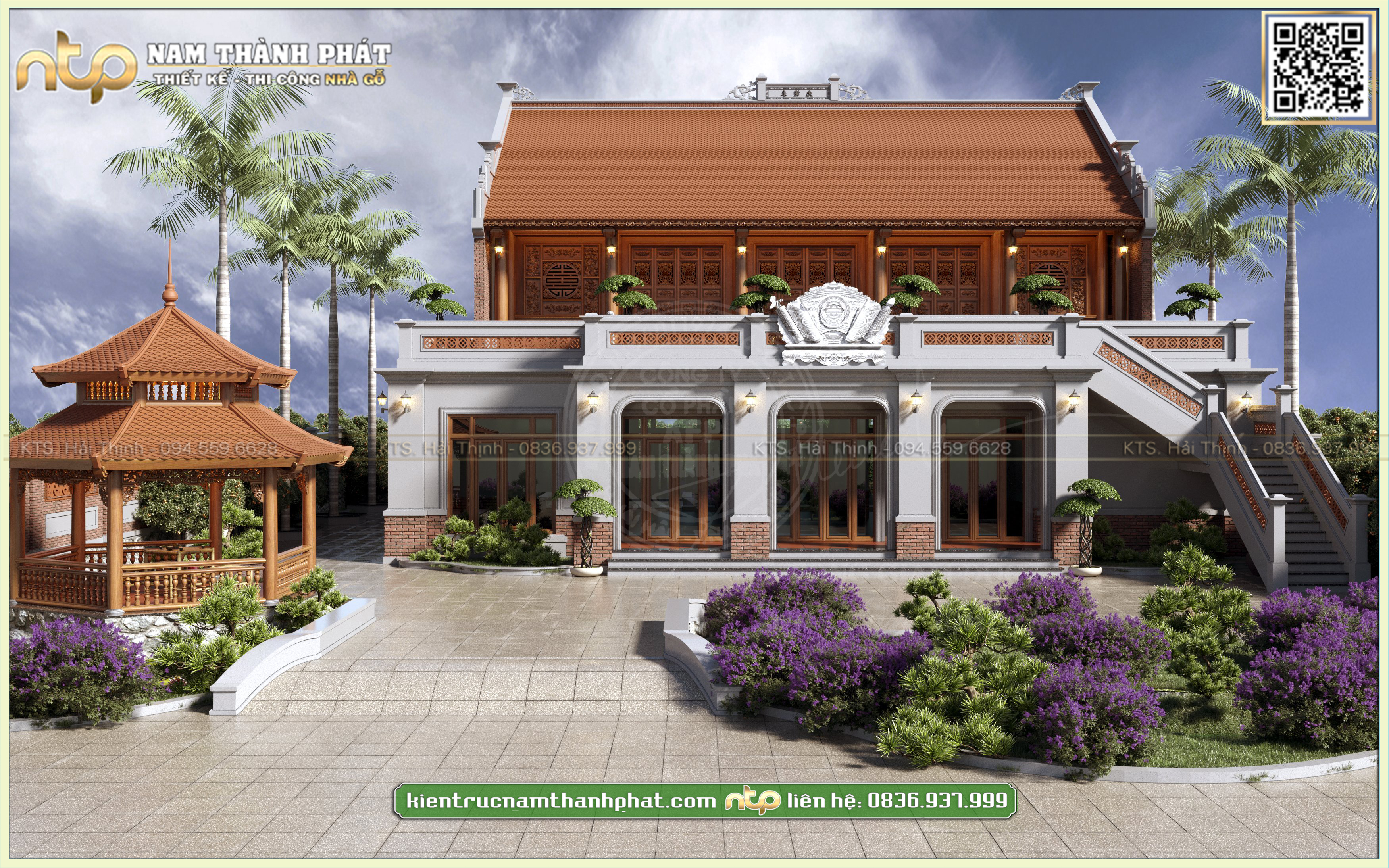 Mẫu nhà gỗ 5 gian thông hiên trên tầng 2- nét xưa trong kiến trúc nay