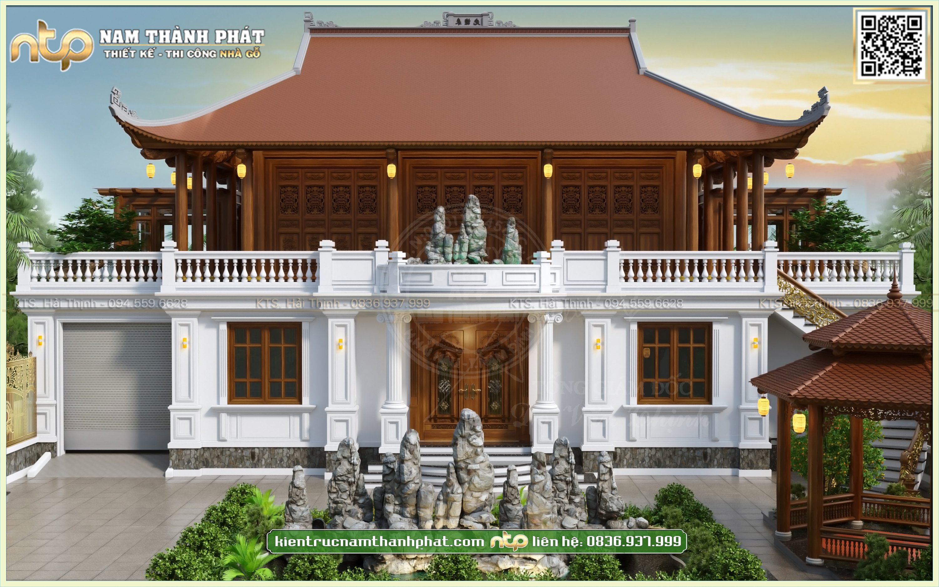 Nhà gỗ 3 gian trên tầng 2 quá hoành tráng tại Quảng Nam