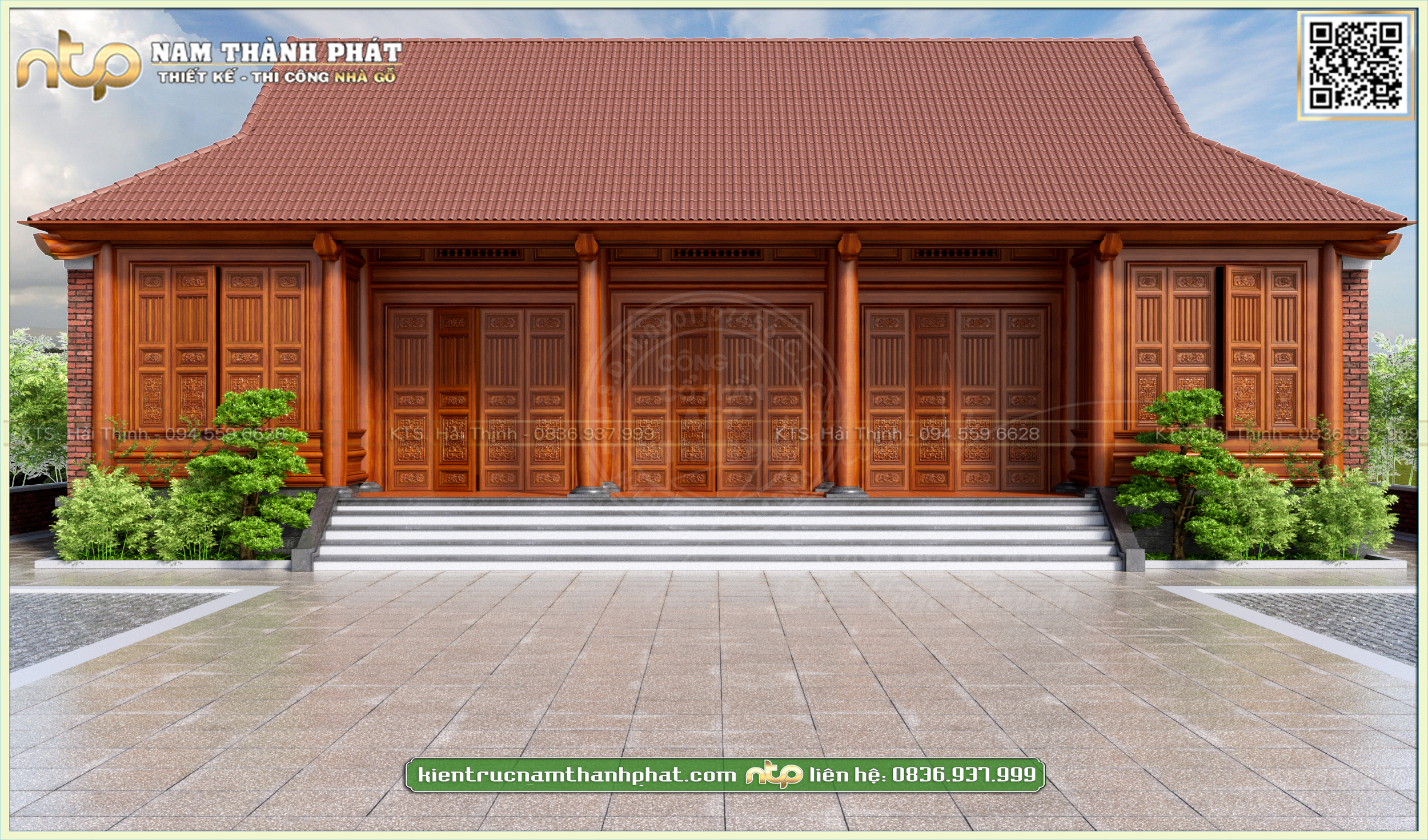 Mẫu nhà gỗ 5 gian 2 buồng nông thôn đẹp tại Buôn Ma Thuột