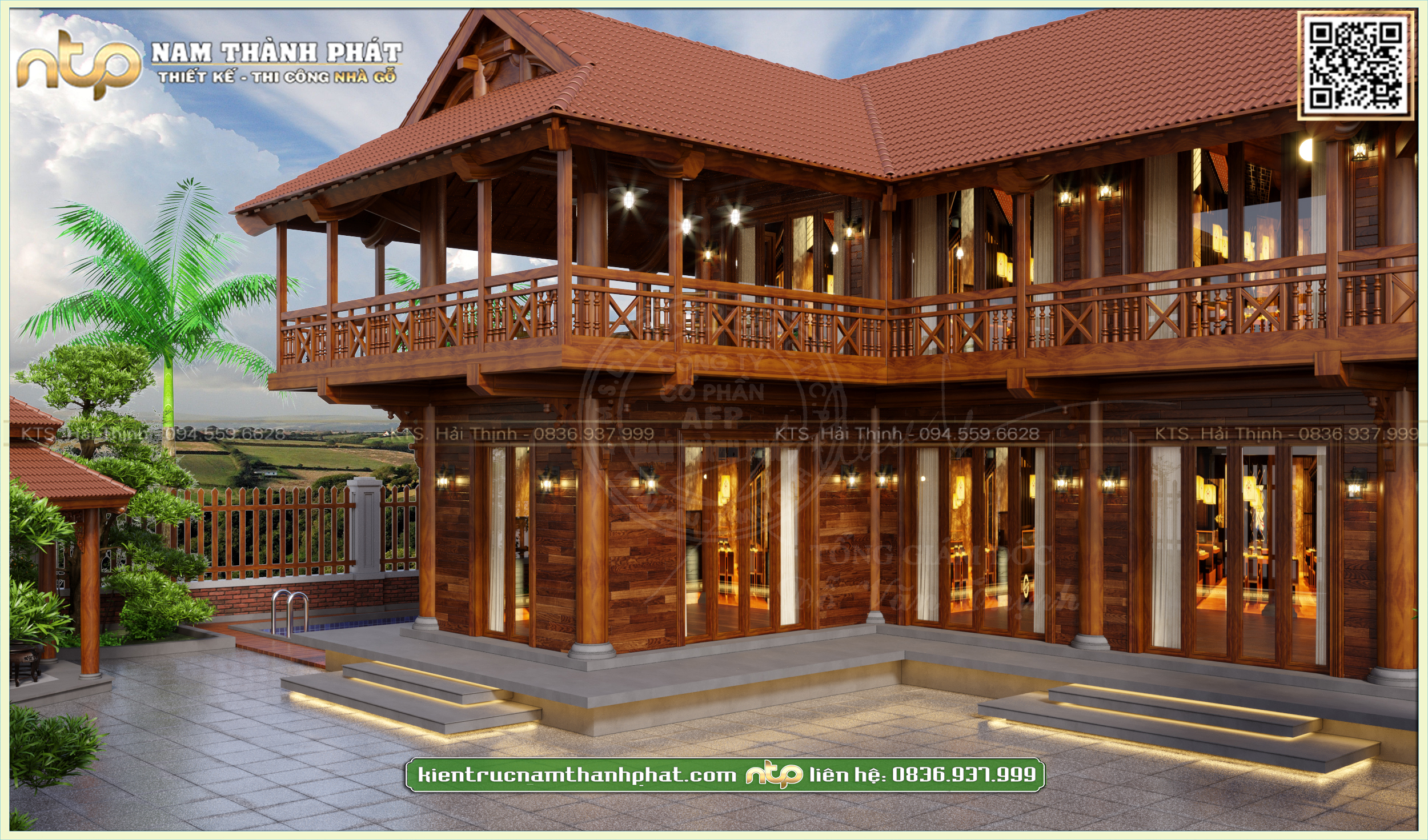 Nhà gỗ hiện đại kết hợp sân vườn nghỉ dưỡng vạn người mê