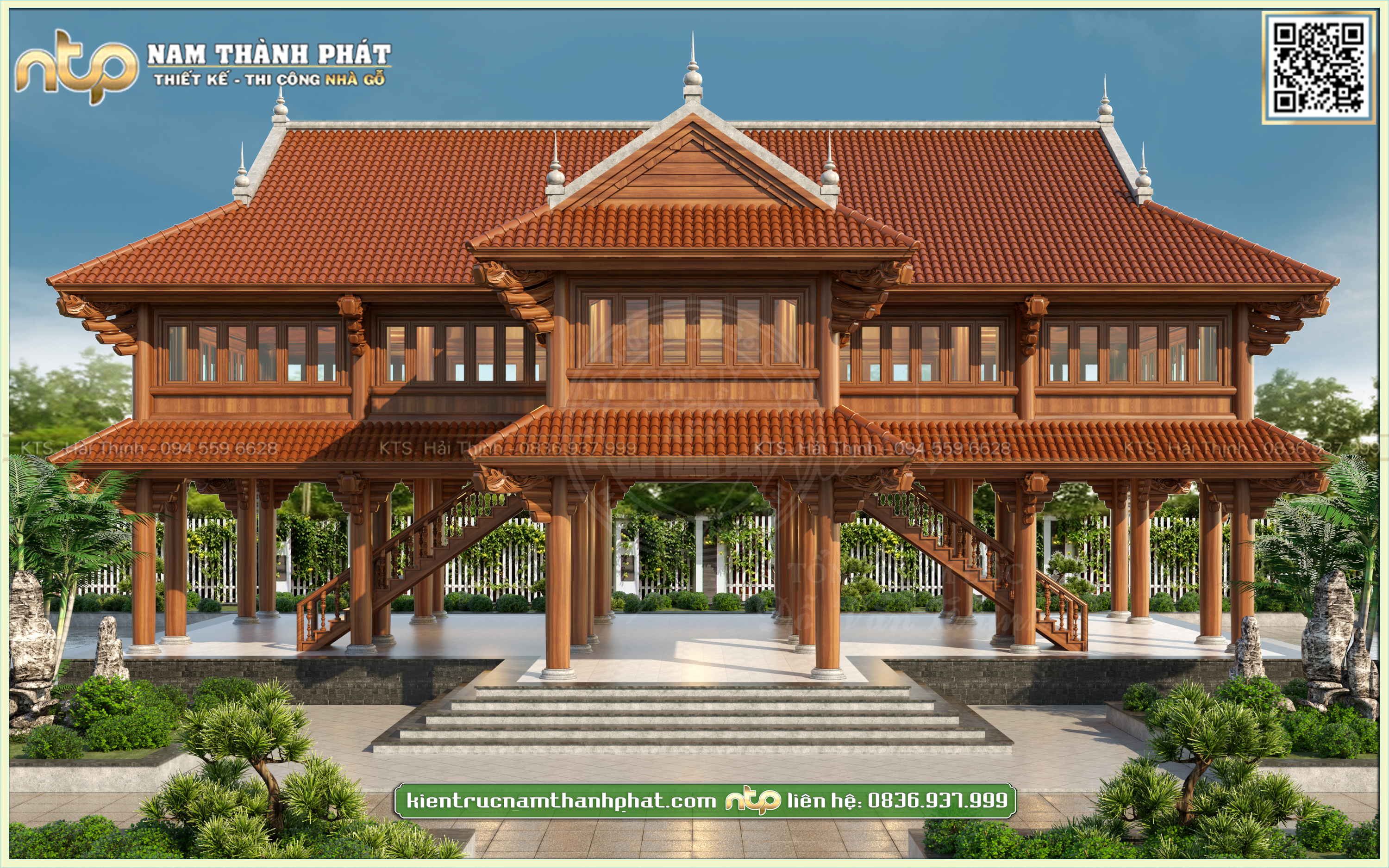 Nhà sàn gỗ 5 gian đơn giản tại Nam Định | NHÀ GỖ NAM THÀNH PHÁT