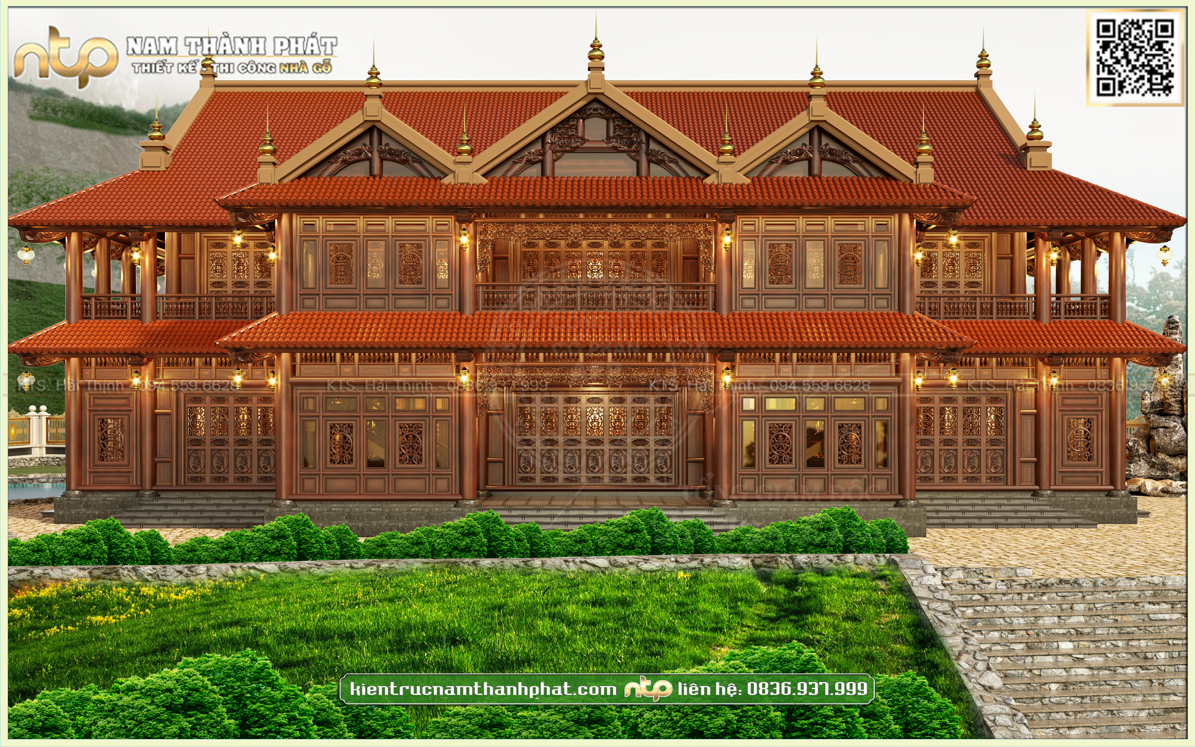 Nhà gỗ 5 gian 2 tầng tại Buôn Mê Thuột - Siêu phẩm nhà gỗ lớn nhất Tây Nguyên