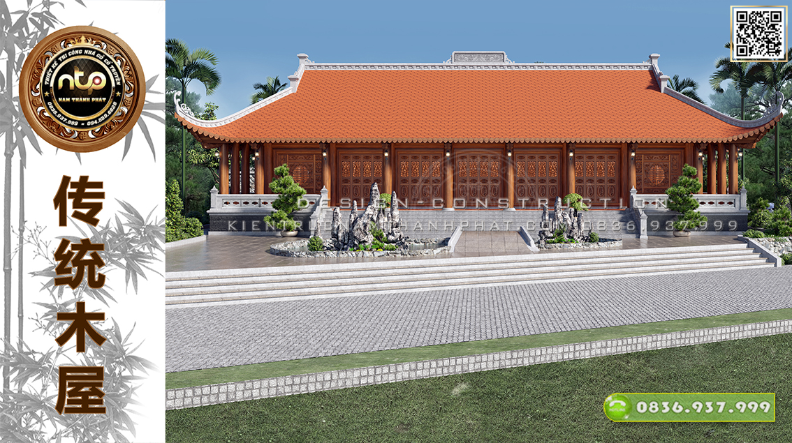 Mê mẩn với mẫu thiết kế nhà gỗ lim 7 gian 2 trái mái đao vô cùng hoành tráng bề thế | Nam Thành Phát