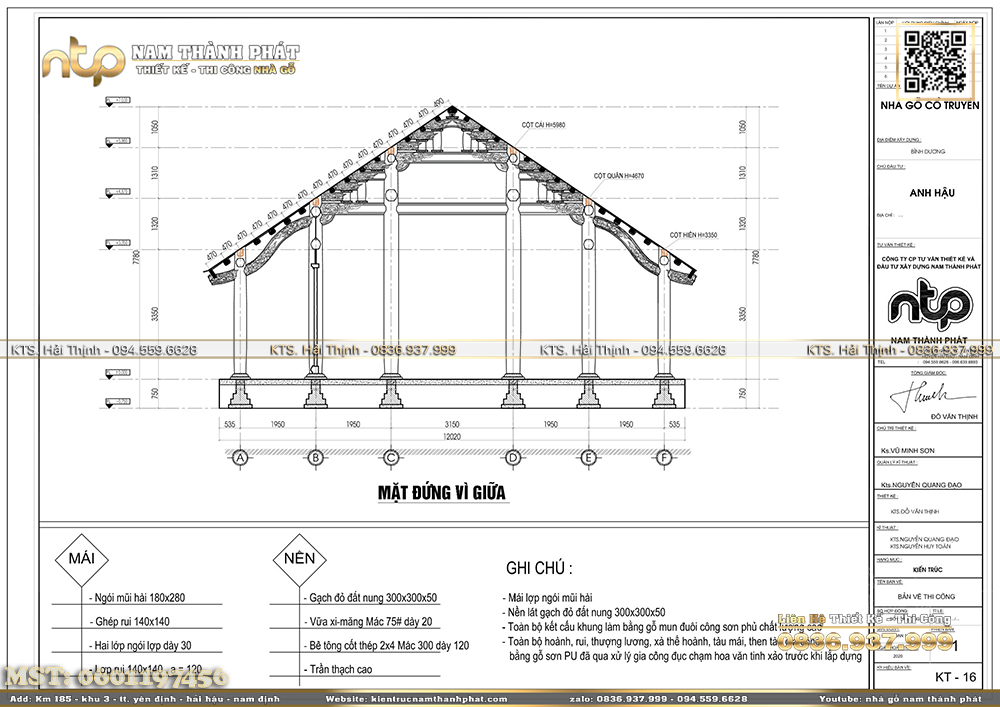 kiến trúc nhà gỗ 3 gian 2 trái