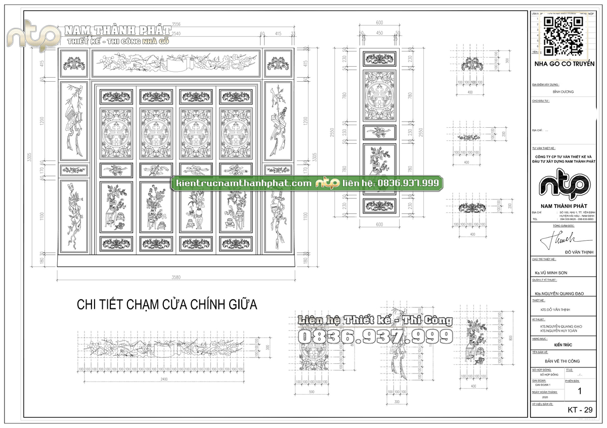 Chi Tiết Bản Vẽ Nhà Gỗ 3 Gian 4 Mái Đao Cong Hiên Chạy Xung Quanh, Vì Thuận Thưng Vách Siêu Đẹp