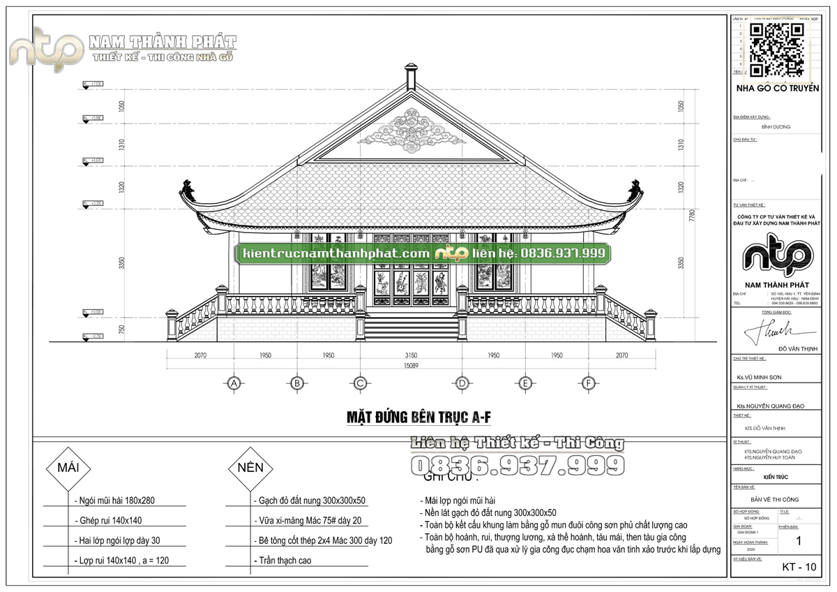 Chi Tiết Bản Vẽ Nhà Gỗ 3 Gian 4 Mái Đao Cong Hiên Chạy Xung Quanh, Vì Thuận Thưng Vách Siêu Đẹp