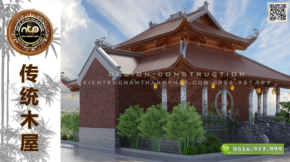 Mê mẩn với mẫu thiết kế nhà thờ họ 3 gian 8 mái đao có hậu cung theo lối kiến trúc cổ truyền Bắc Bộ | 0836 937 999