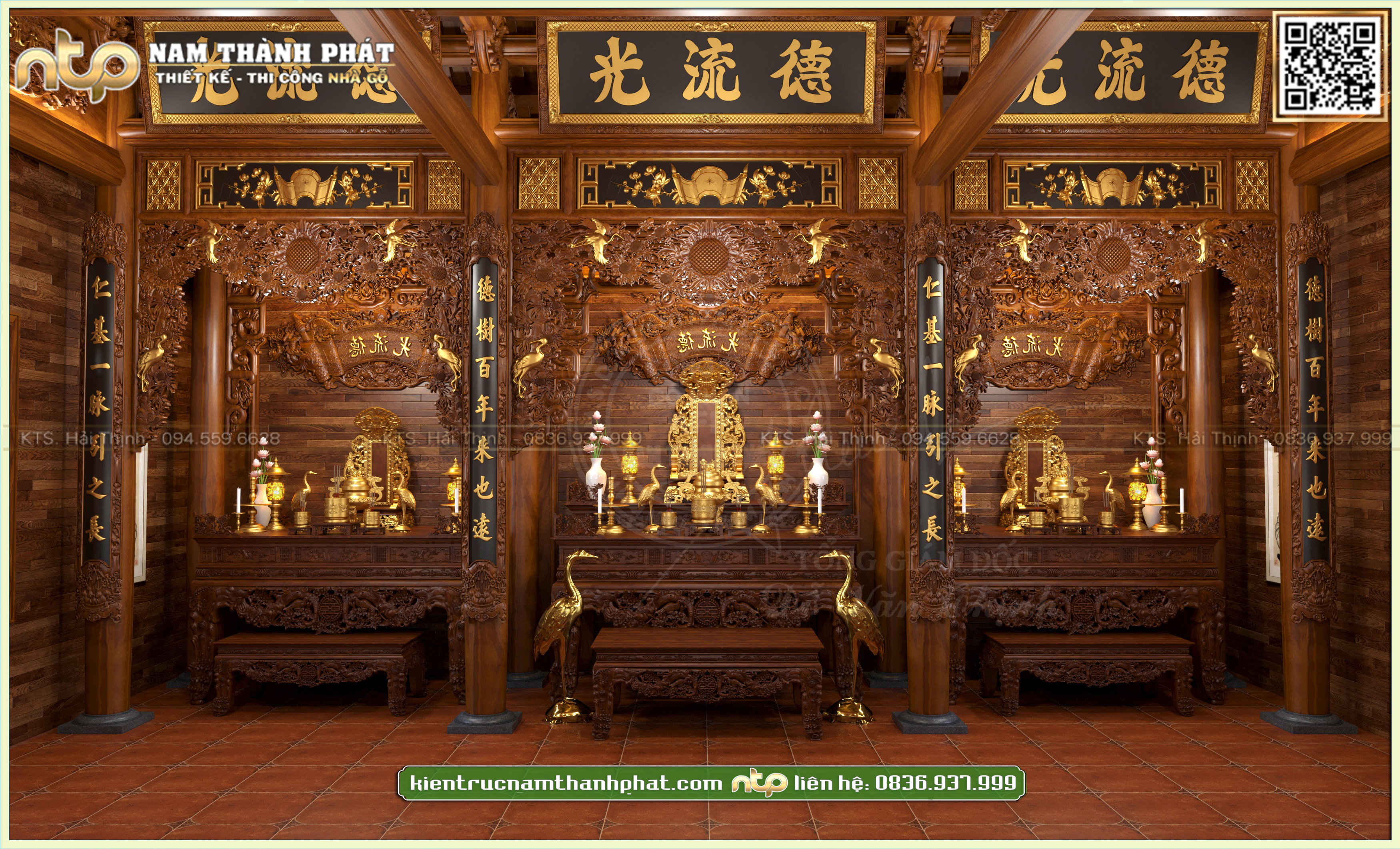 Nội thất nhà từ đường 3 gian siêu đẳng cấp tại Hải Dương