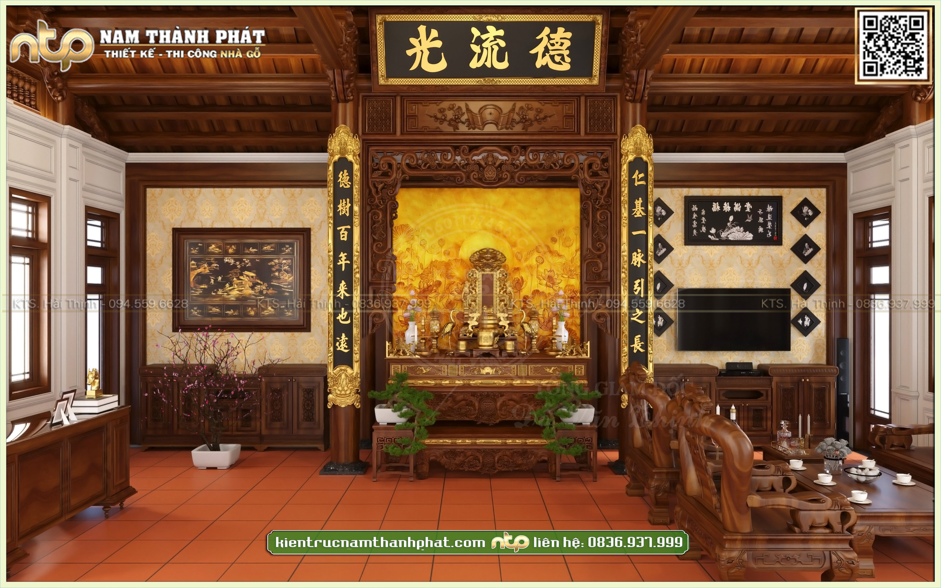 Nội thất nhà gỗ 3 gian: giao thoa giữa hiện đại và truyền thống