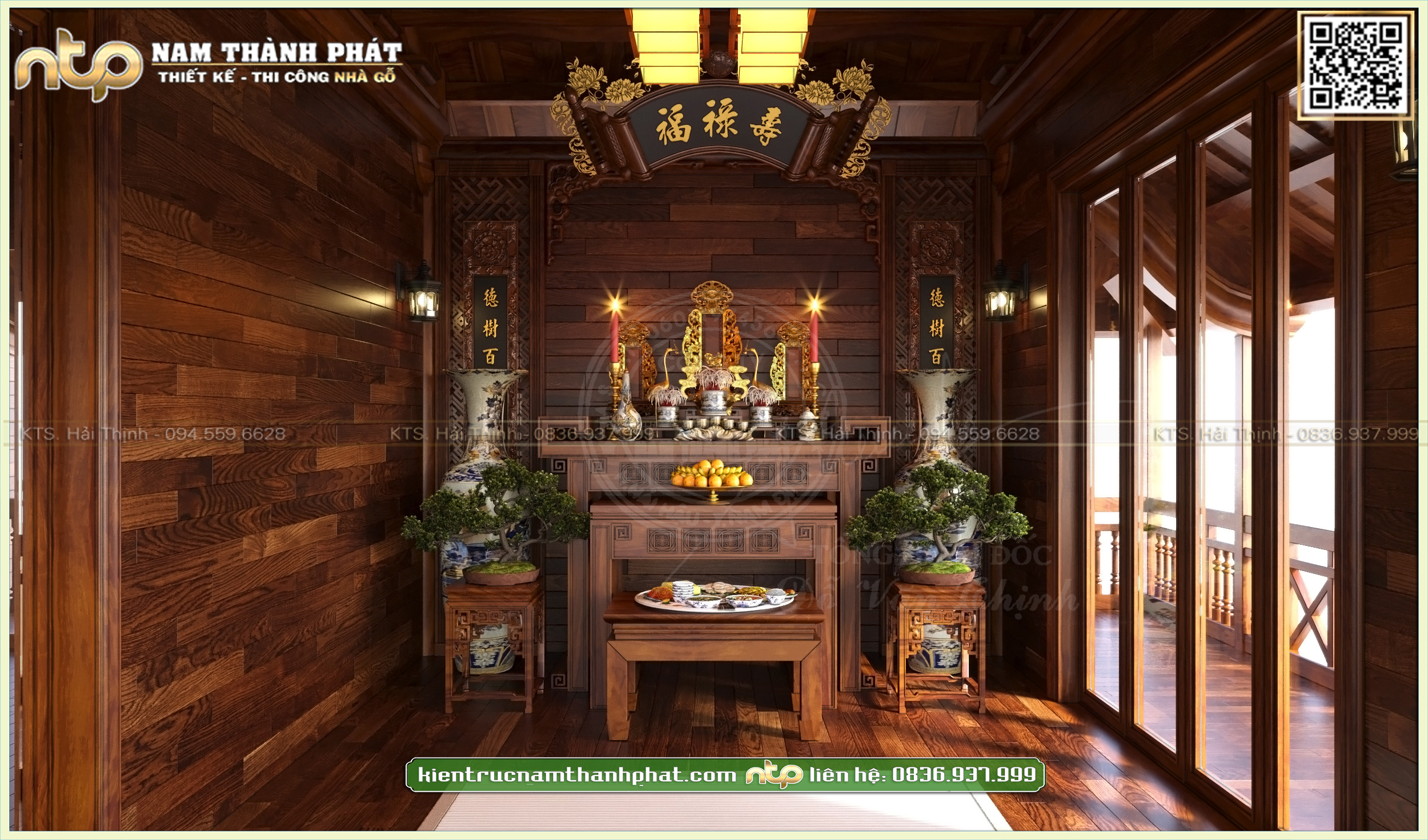 Nội thất phòng thờ đẹp| NHÀ GỖ NAM THÀNH PHÁT