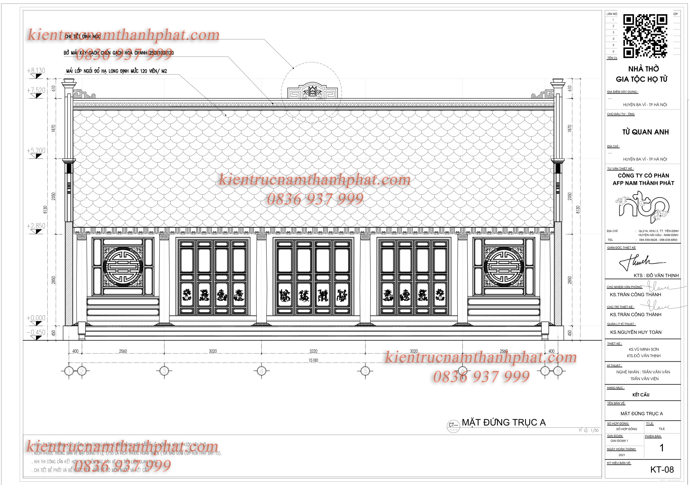 Bản vẽ thiết kế và thi công nhà thờ họ 3 gian chuẩn phong thủy TC8230721 -  Kiến trúc Angcovat