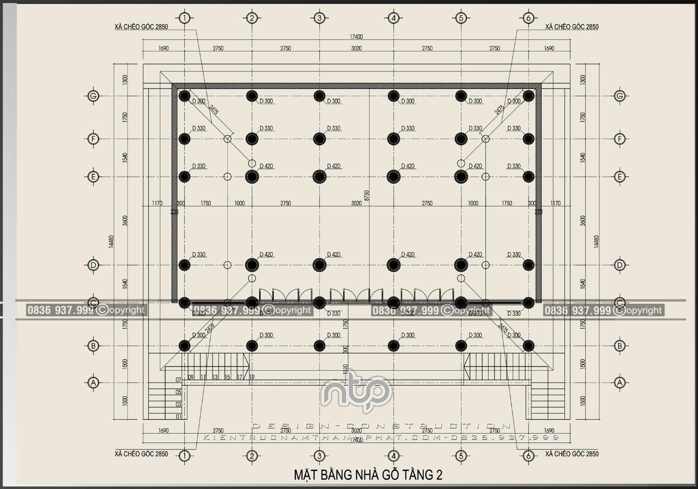 Nhà gỗ trên tầng 2 - Mẫu nhà gỗ lim 5 gian 2 chái chồng diêm