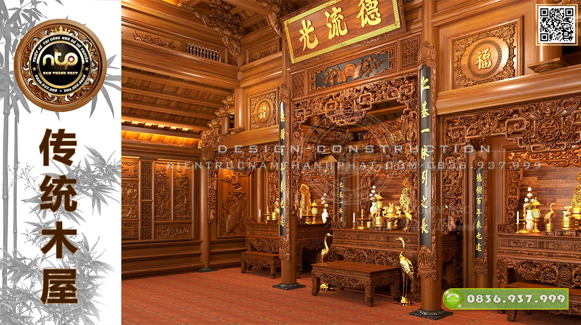 Mê mẩn ngắm nhìn mẫu thiết kế nội thất nhà gỗ 3 gian 8 mái đục chạm tỉ mỉ tại Cần Thơ | Nhà gỗ Nam Thành Phát