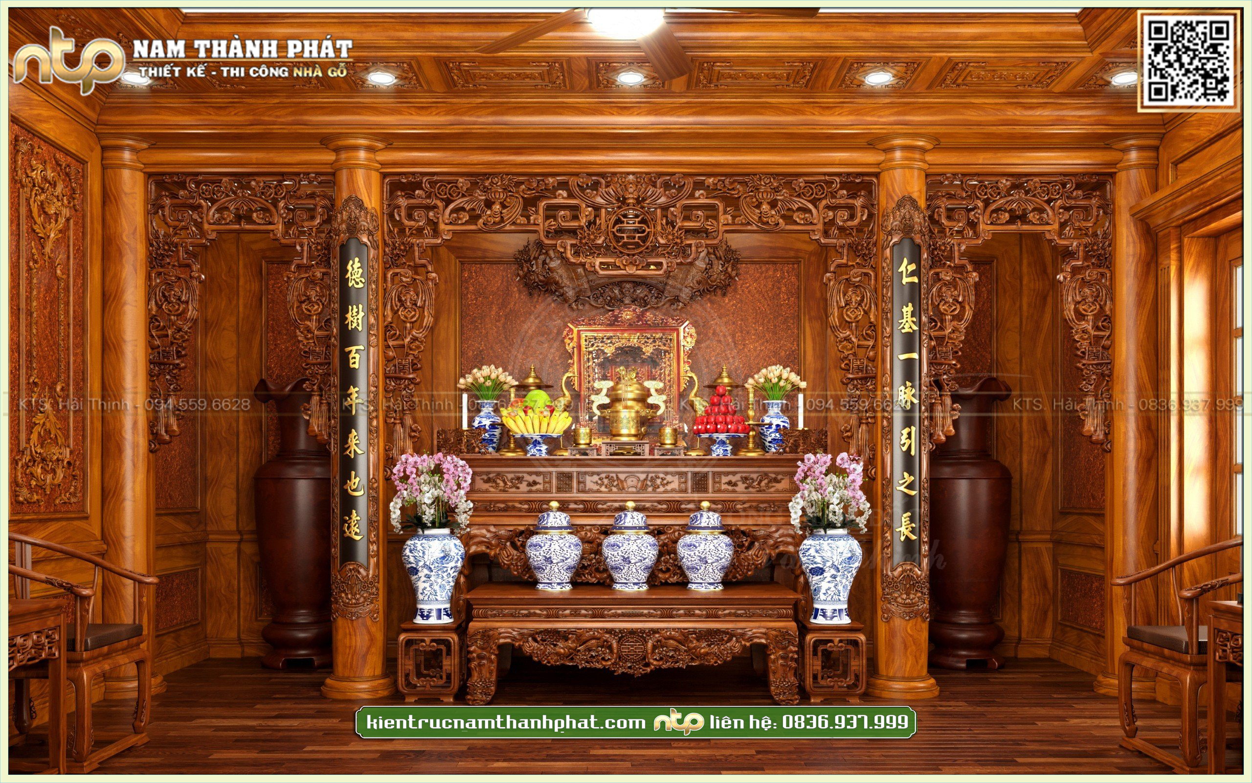 Thiết kế nội thất phòng thờ tư gia trong căn biệt thự tân cổ điển với mái vòm lạ mắt