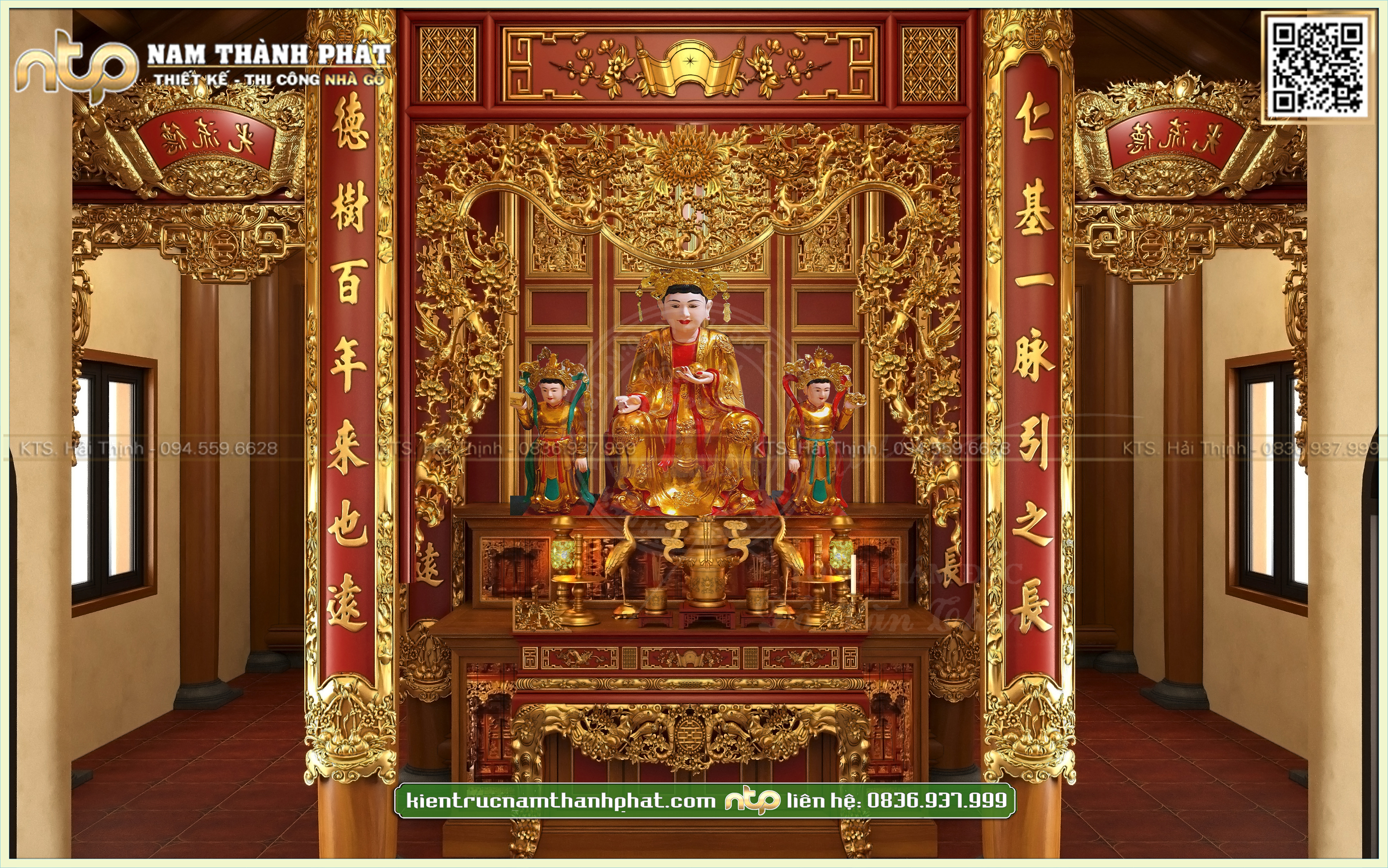 Mẫu thiết kế nội thất điện thờ - Điện thờ tam, tứ phủ tại Lạng Sơn | Nhà gỗ Nam Thành Phát