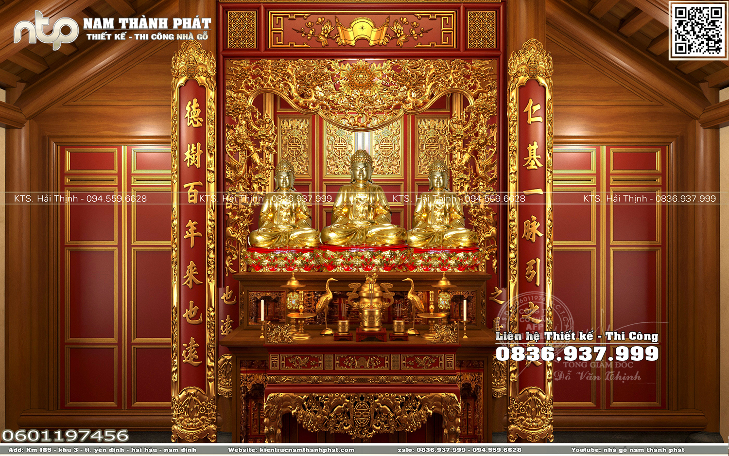 Mẫu thiết kế nội thất điện thờ - Điện thờ tam, tứ phủ tại Lạng Sơn