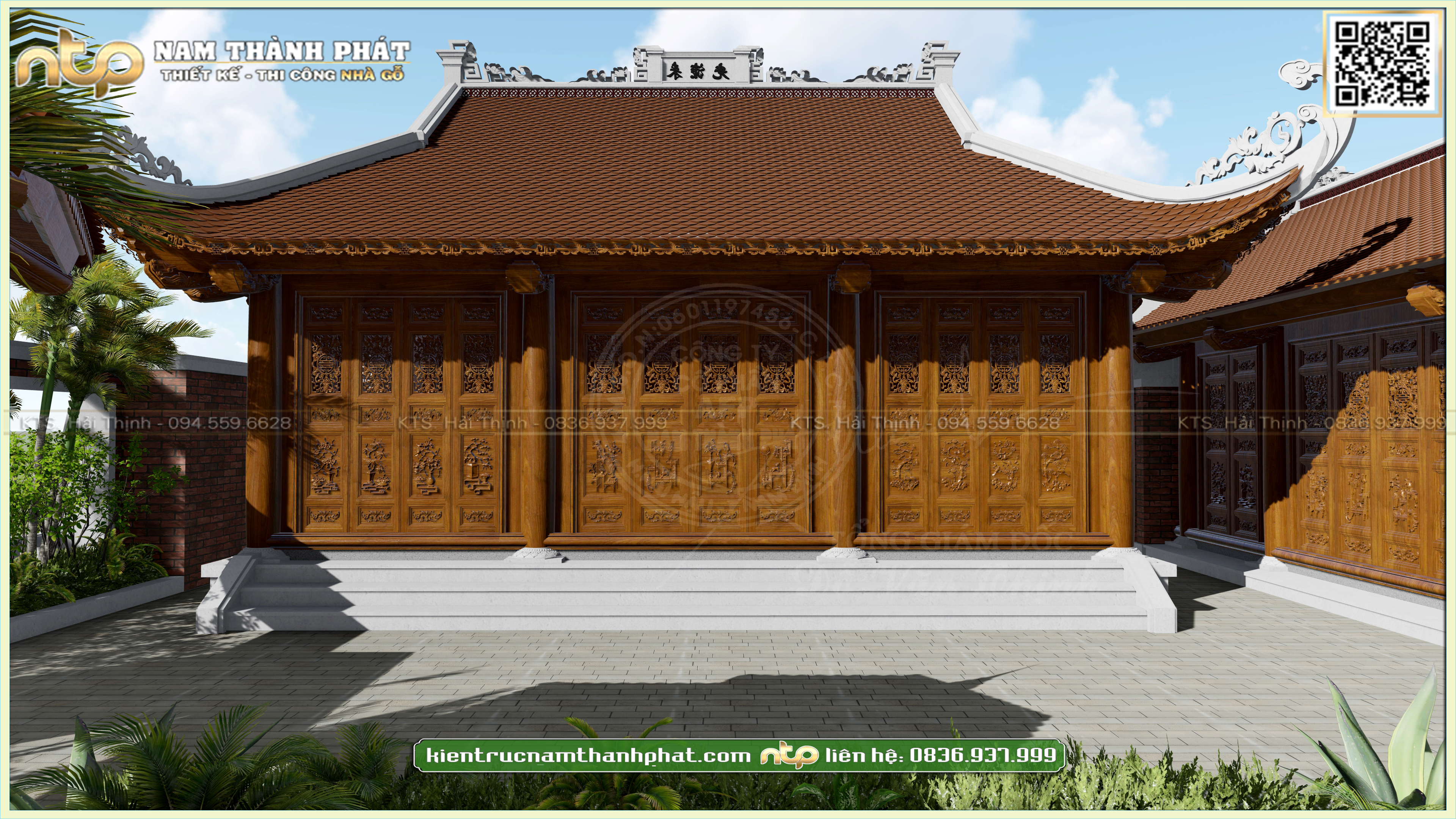 Nhà Gỗ Trên Tầng Thượng - Tổ Hợp Nhà Thờ Họ 3 Gian 4 Mái , 3 Gian 2 Mái Cùng Sân Vườn Ao Chòi Mát Mẻ