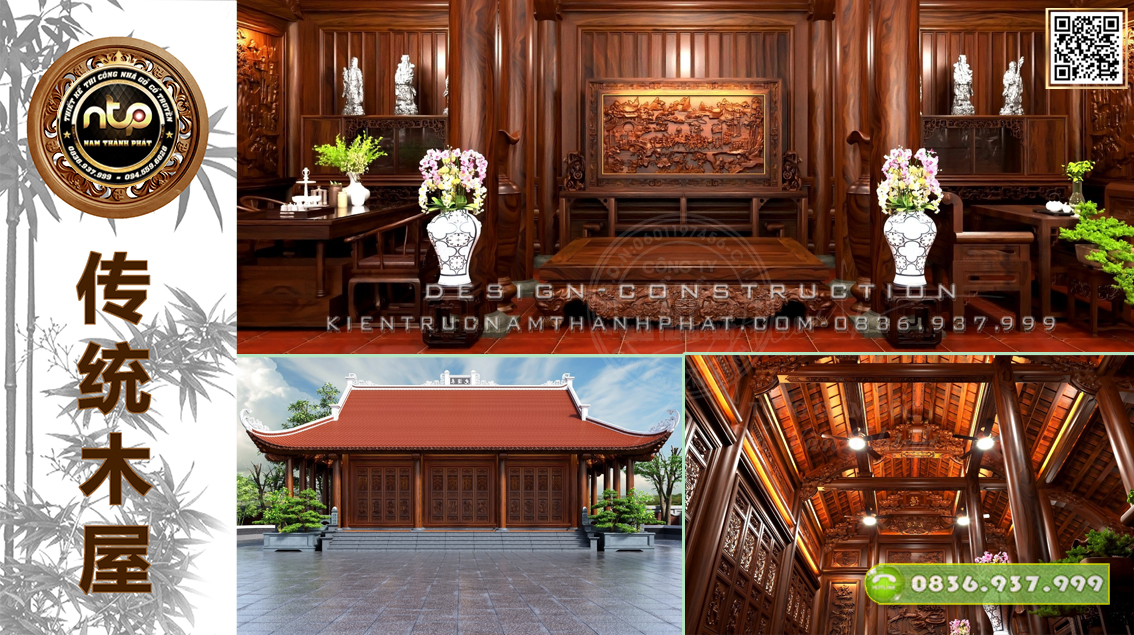 Nhà gỗ 3 gian 2 trái 4 mái đao - Không gian nội thất siêu đẳng cấp, đẹp từ trong ra ngoài | Nhà gỗ Nam Thành Phát