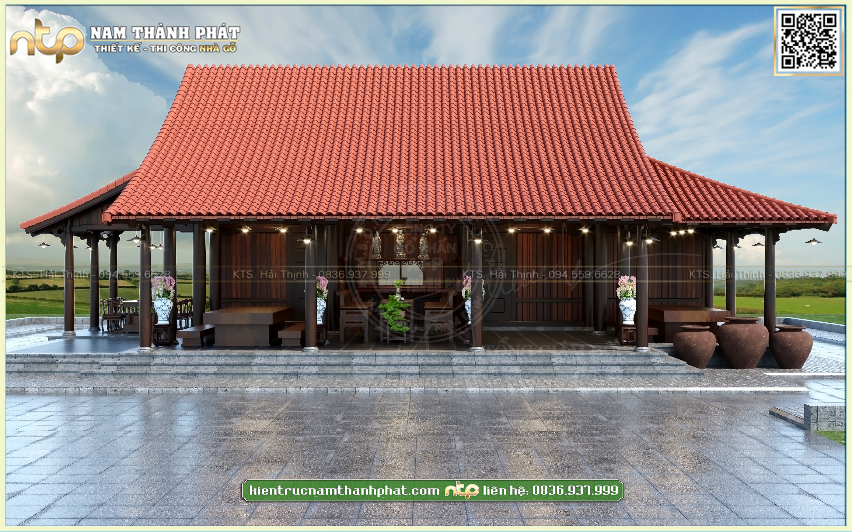 Mẫu nhà gỗ hiện đại cấp 4 đậm chất truyền thống Bắc Bộ | Nam Thành Phát