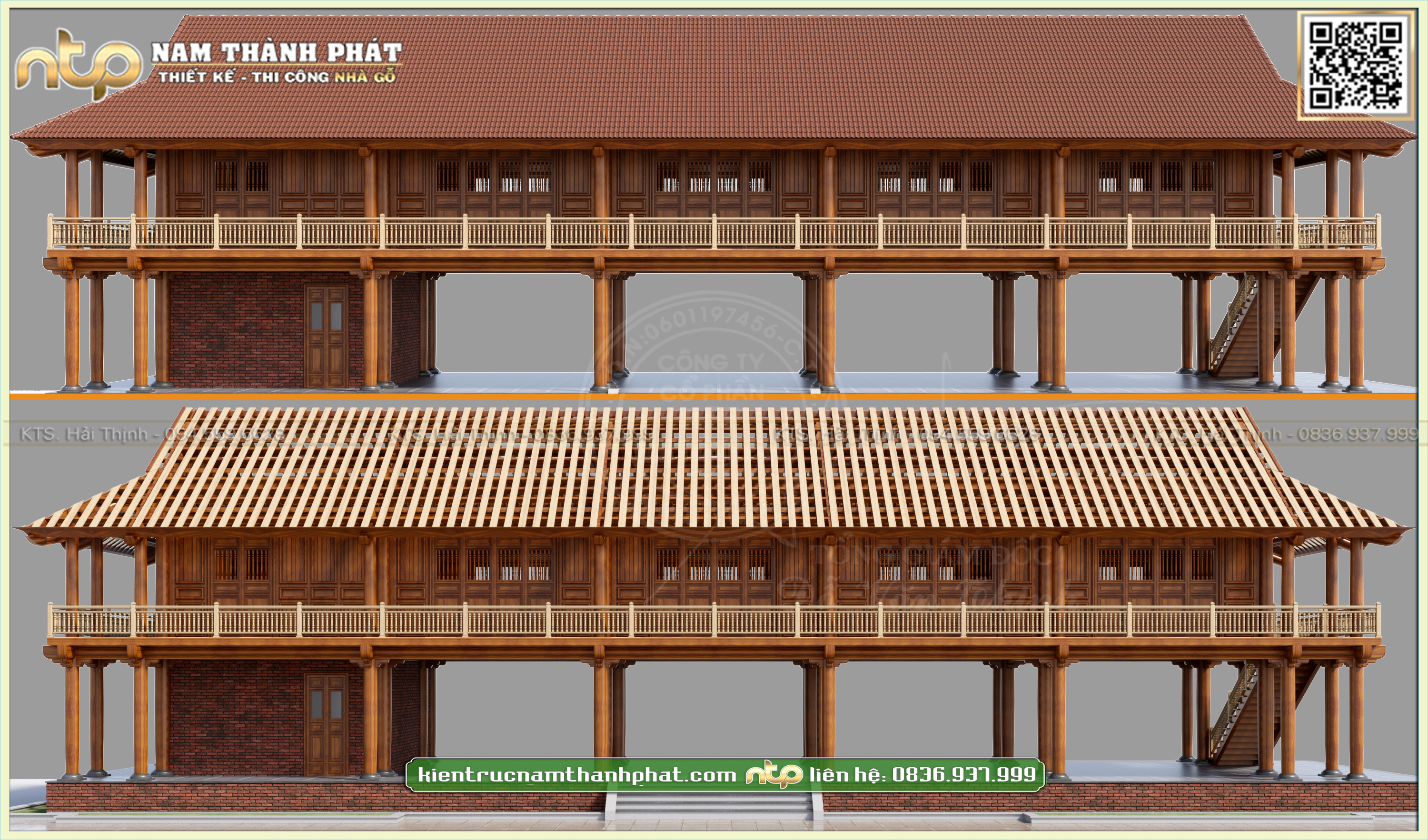 Mẫu nhà sàn gỗ đơn giản tiện nghi - Nhà sàn gỗ 5 gian