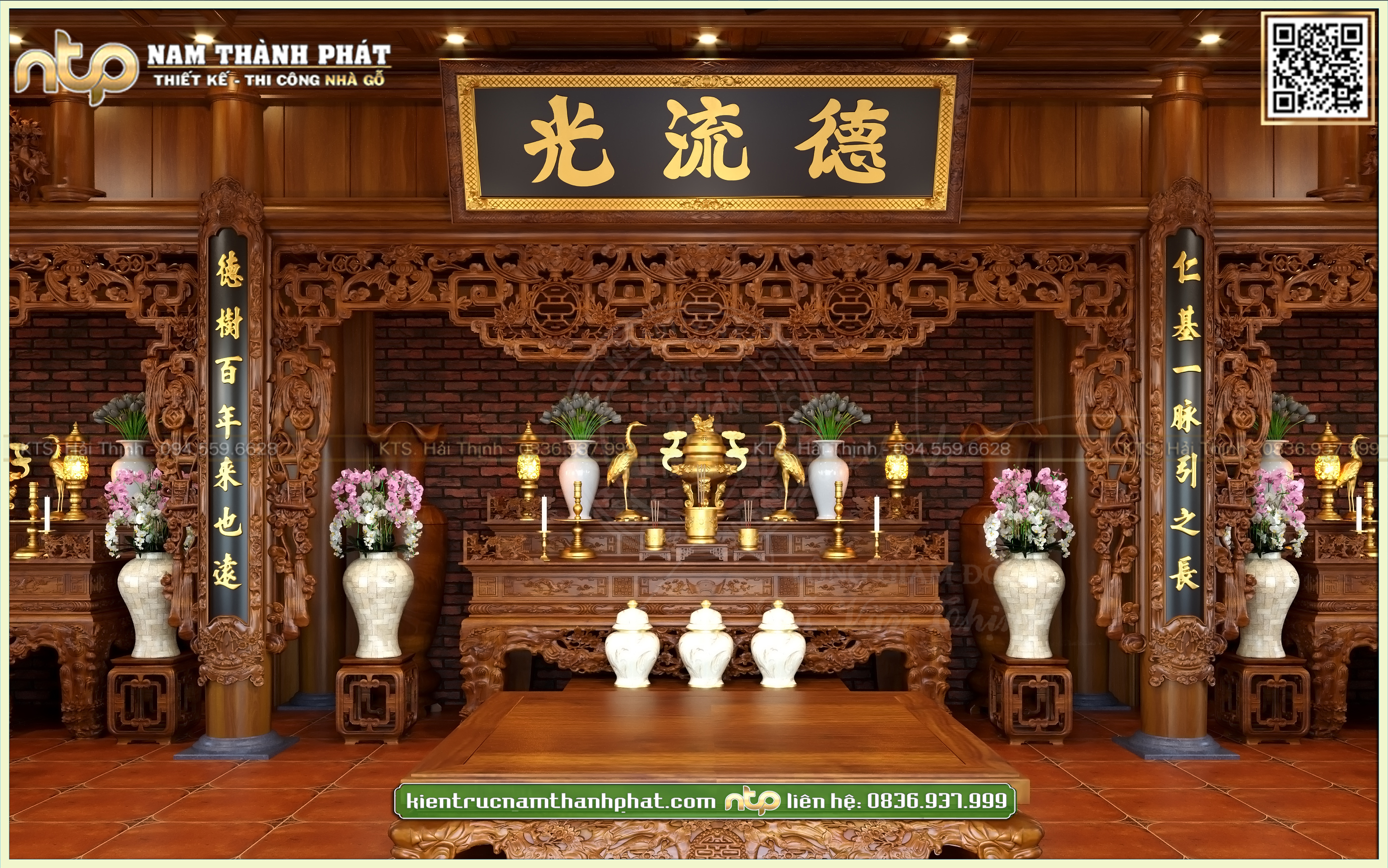 Nội Thất Nhà Thờ 3 Gian Tại Bắc Giang | Mẫu Thiết Kế Nội Thất Nhà Gỗ Kết Hợp Giữa Truyền Thống Và Hiện Đại