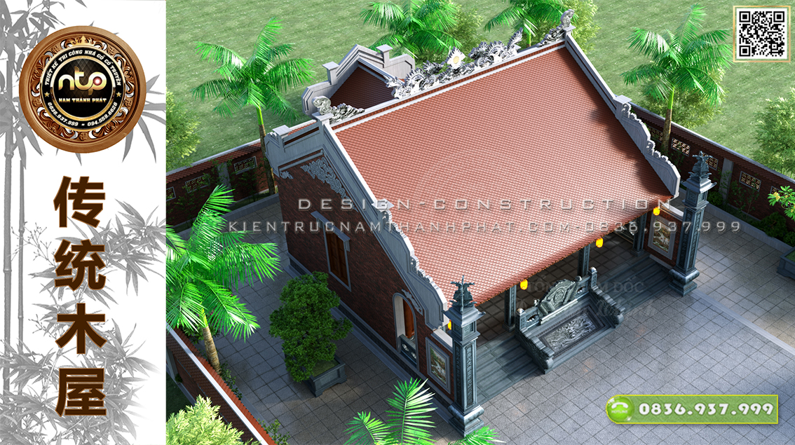 Tham khảo trọn bộ hồ sơ thiết kế nhà từ đường 3 gian có hậu cung | Nhà gỗ lim 3 gian 18 cột mang đậm kiến trúc cổ truyền Bắc Bộ | 0836 937 999