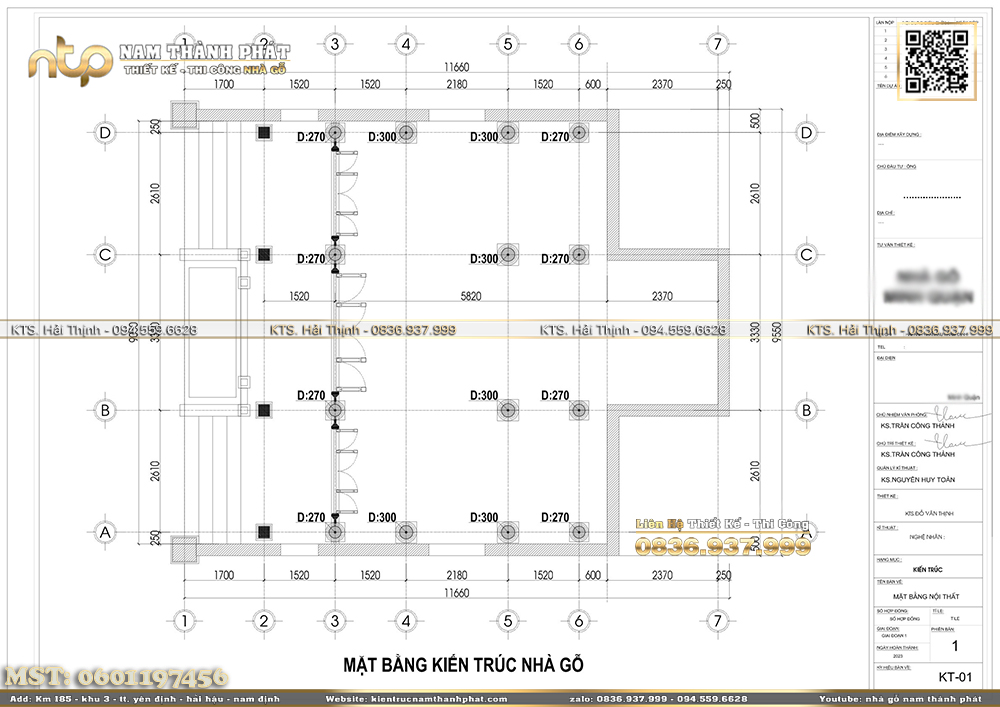 Bản vẽ chi tiết nhà gỗ 3 gian có hậu cung