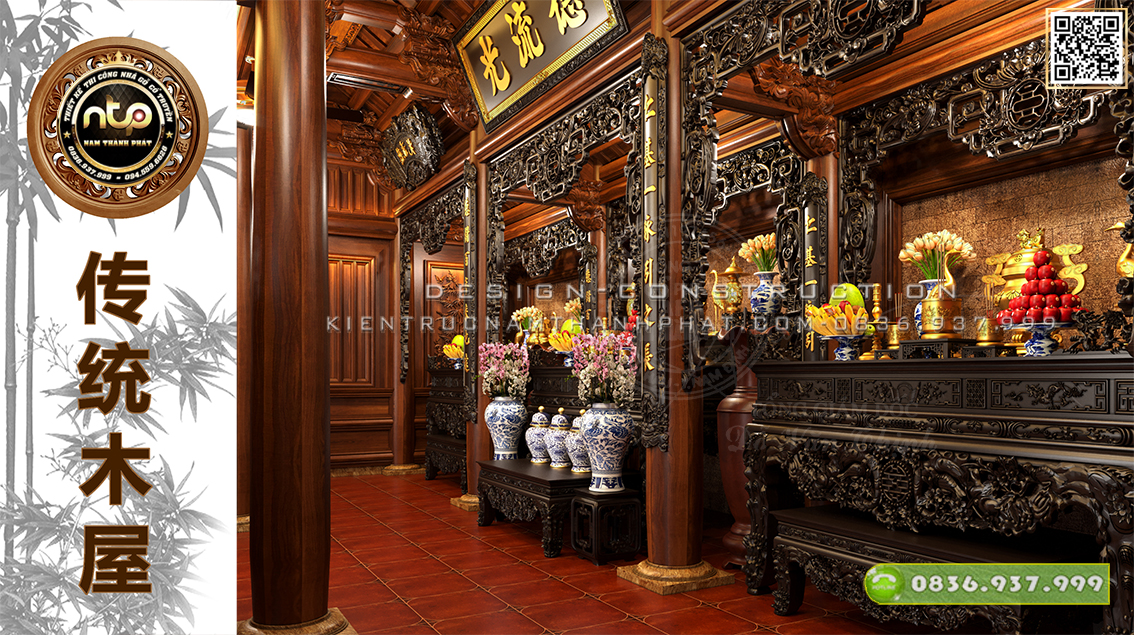 Mê mẩn ngắm nhìn mẫu thiết kế nội thất nhà gỗ 3 gian giả cổ cực sang trọng | Đẳng cấp chơi gỗ giới thượng lưu | 0836 937 999