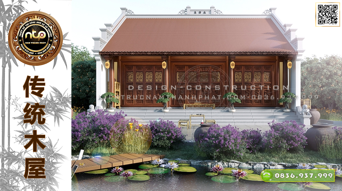Mẫu nhà gỗ 3 gian nông thôn có hậu cung | Nét đẹp truyền thống trường tồn | NHÀ GỖ NAM THÀNH PHÁT