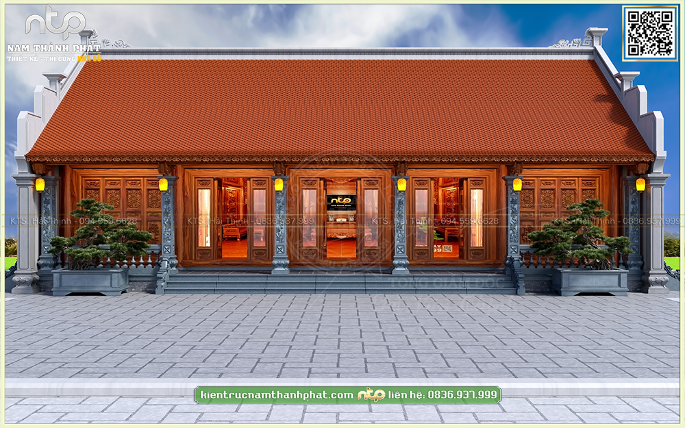 Mẫu Thiết Kế Nhà Gỗ 5 Gian Mang Hơi Hướng Hiện Đại – Hệ Thống Cửa Kính Kết Hợp Gỗ Sang Trọng | Nam Thành Phát 